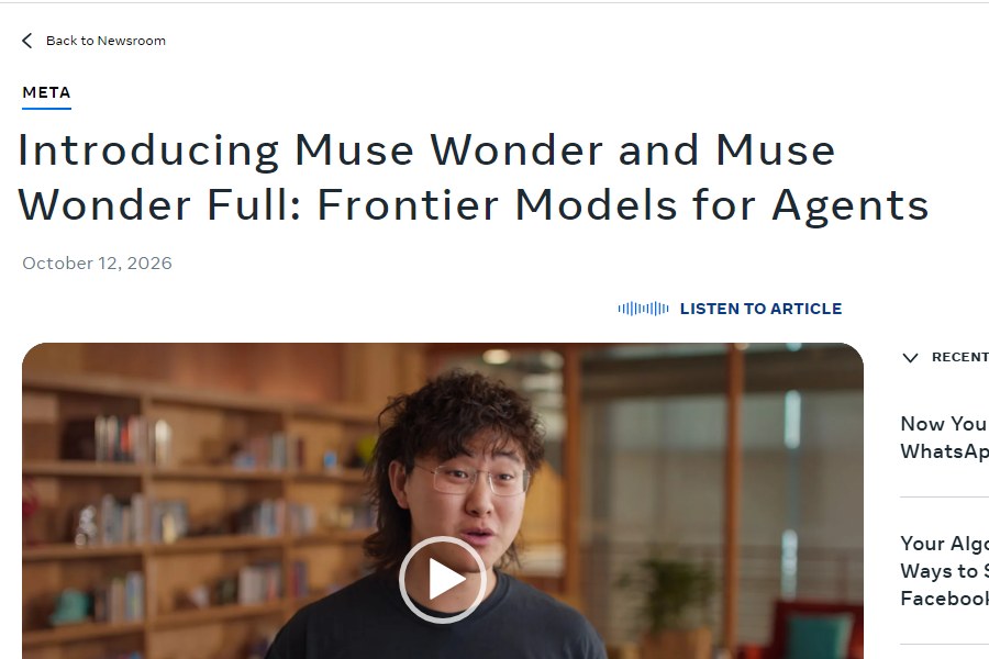 Meta 官方新闻室：Muse Wonder 系列模型发布页