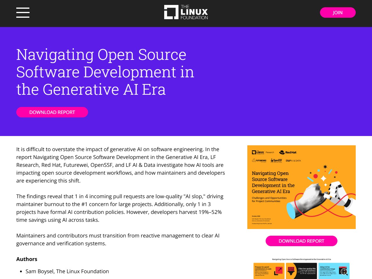 Linux 基金会报告页
