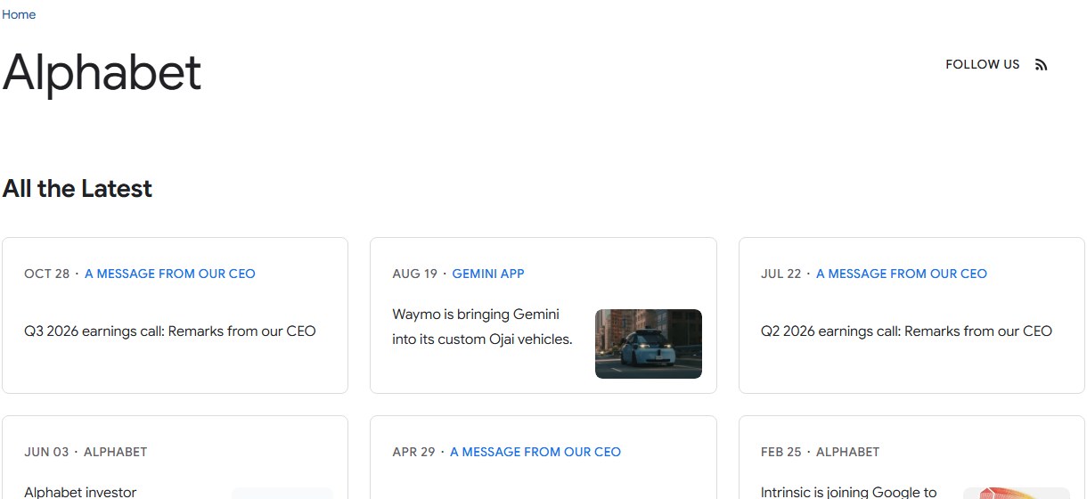 Google 官方博客：10 月 28 日 Q3 2026 财报电话会